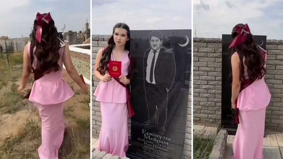 «Хайп үшін»: Аттестатымен әкесінің басына барған мектеп түлегі сынға қалды (ВИДЕО)