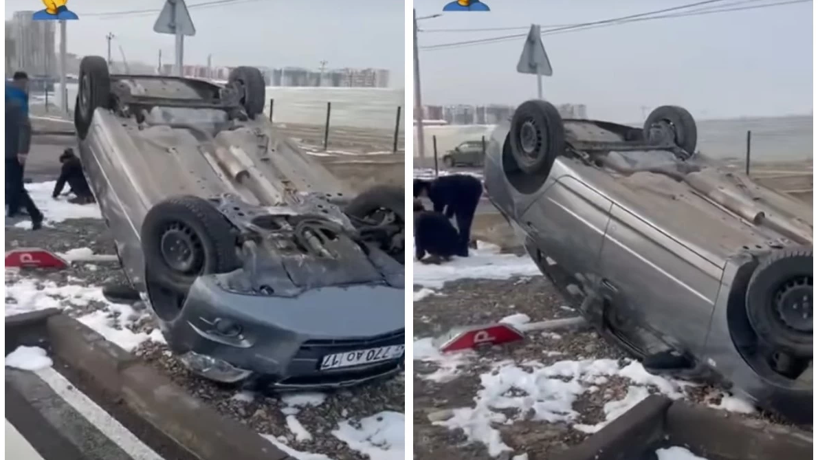Шымкентте жүргізуші куәлігіне емтихан тапсырған қыз апатқа ұшырады (ВИДЕО) 