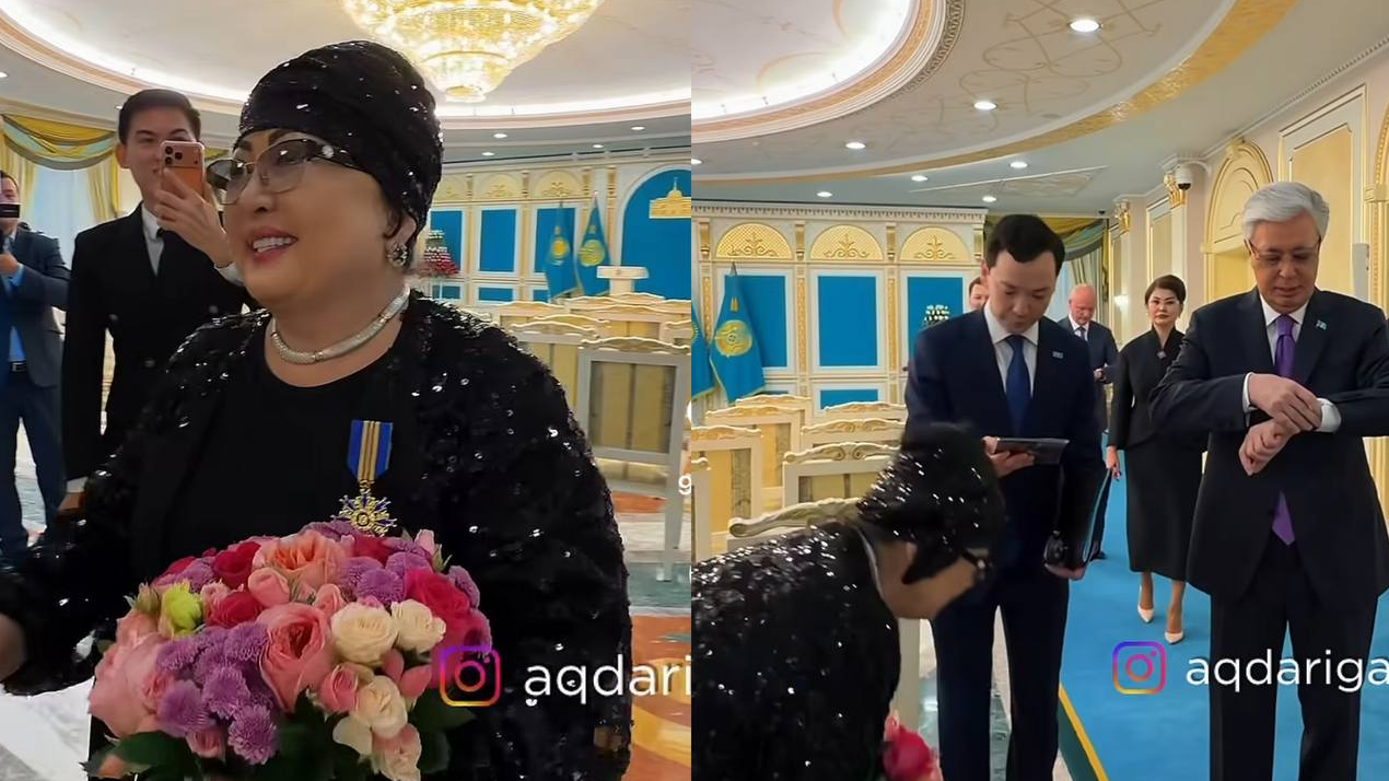 "Аға, сізге беруге бола ма": Мақпал Жүнісова Президентке сый жасады (ВИДЕО) 