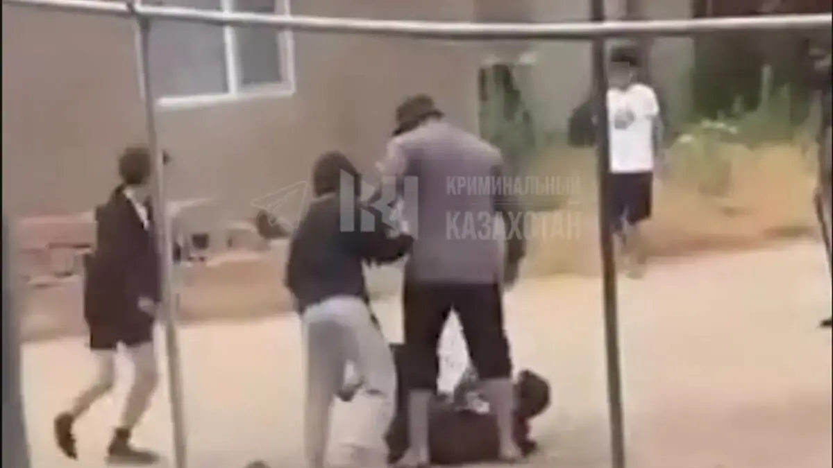 Қаскелеңде бір топ жасөспірім екі ер адамды аяусыз соққыға жықты (ВИДЕО) 
